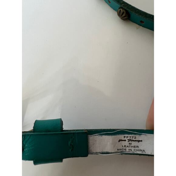 Fina Firenze Genuine Leather Belt aqua Blue Studded sz M - Picture 8 of 9